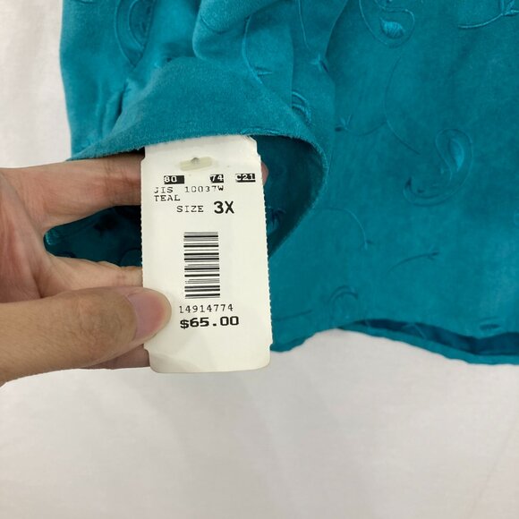 New Draper's & Damon's sz 3X Blue Teal size 3X Embroidered Long Sleeve Button Up - Picture 11 of 11